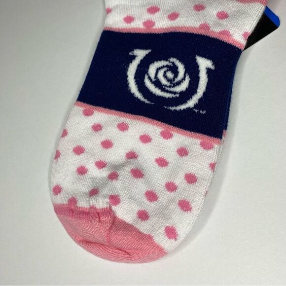 For Bare Feet White Pink Dot Band Kentucky Derby 145 Socks 6-11 OSFM - Picture 4 of 7